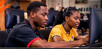 African cyber café customer receiving document support